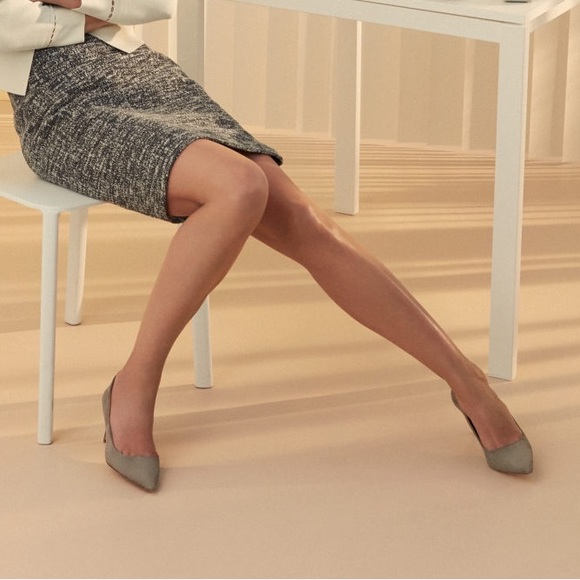 MM Lafleur Vanessa Pump EU 38 US 7.5/8 Suede Leather Heels Pointed Toe - Picture 3 of 11